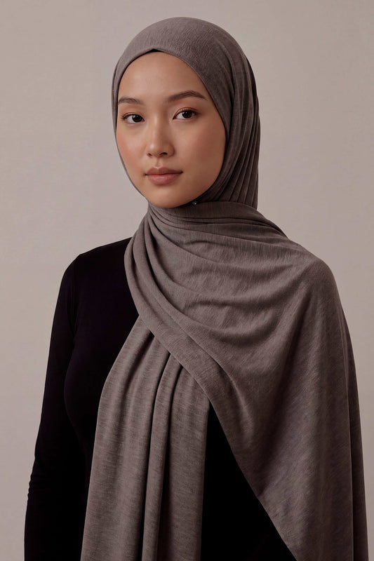 Smoke Silora cotton jersey hijab by Al Emira