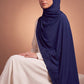 Navy blue rhinestone jersey hijab, 175 x 70cm