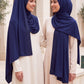 Al Emira Navy Rhinestone hijab in a jersey, cotton and silk blend
