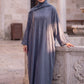 Willow abaya in Slate, blue-grey Korean Nida abaya with beaded embellishment, with matching hijab