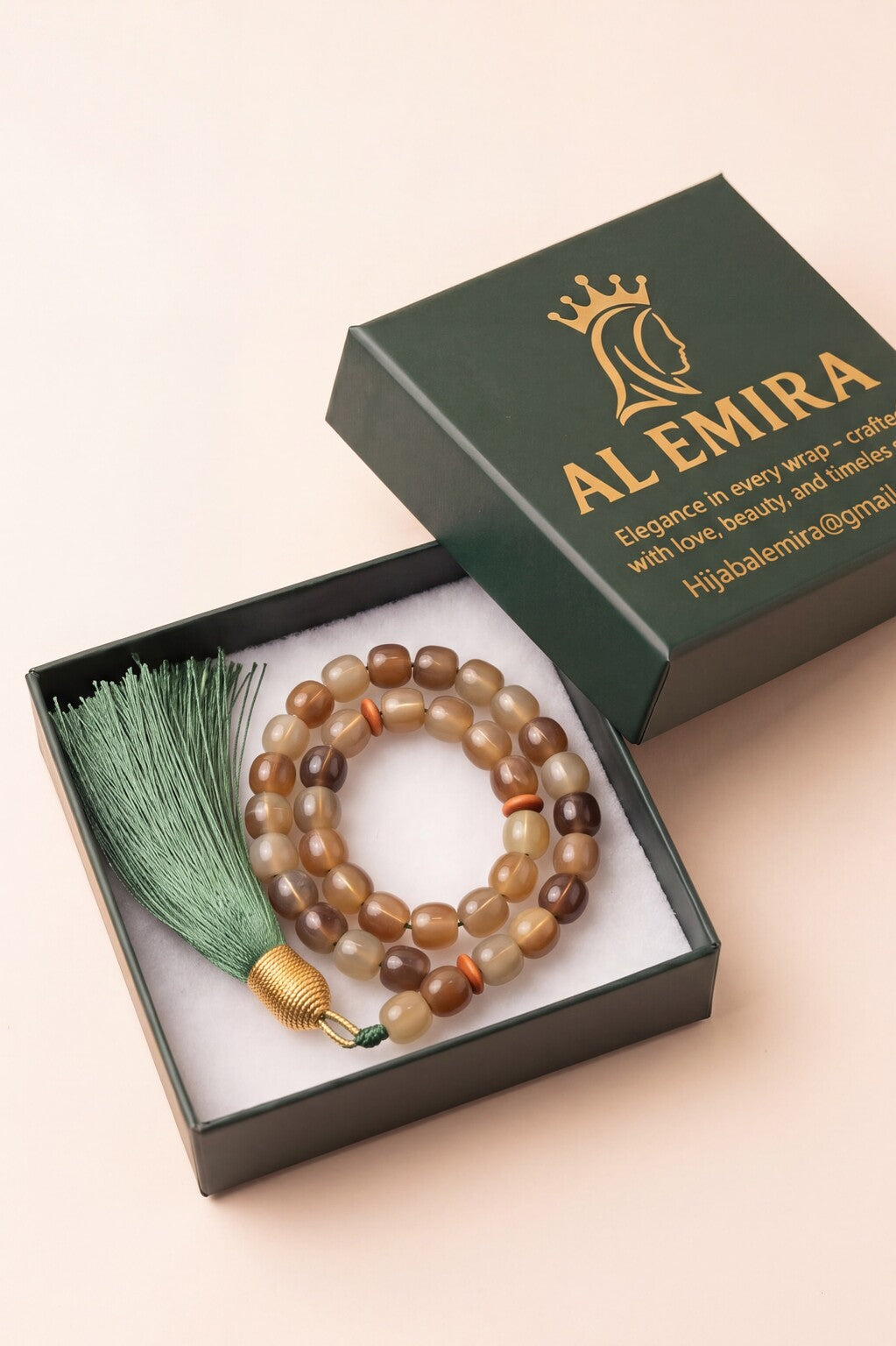 Amber tasbih prayer beads, alternate view