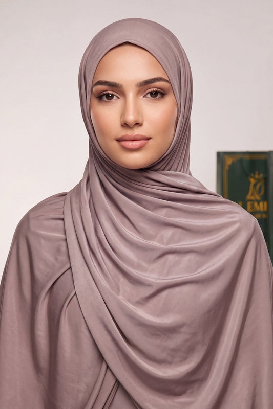Mauve plain liquid jersey hijab by Al Emira