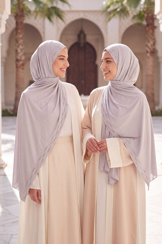 Al Emira Quartz Stardust Trail hijab in a jersey, cotton and silk blend