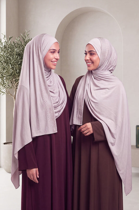 Al Emira Quartz Rhinestone hijab in a jersey, cotton and silk blend