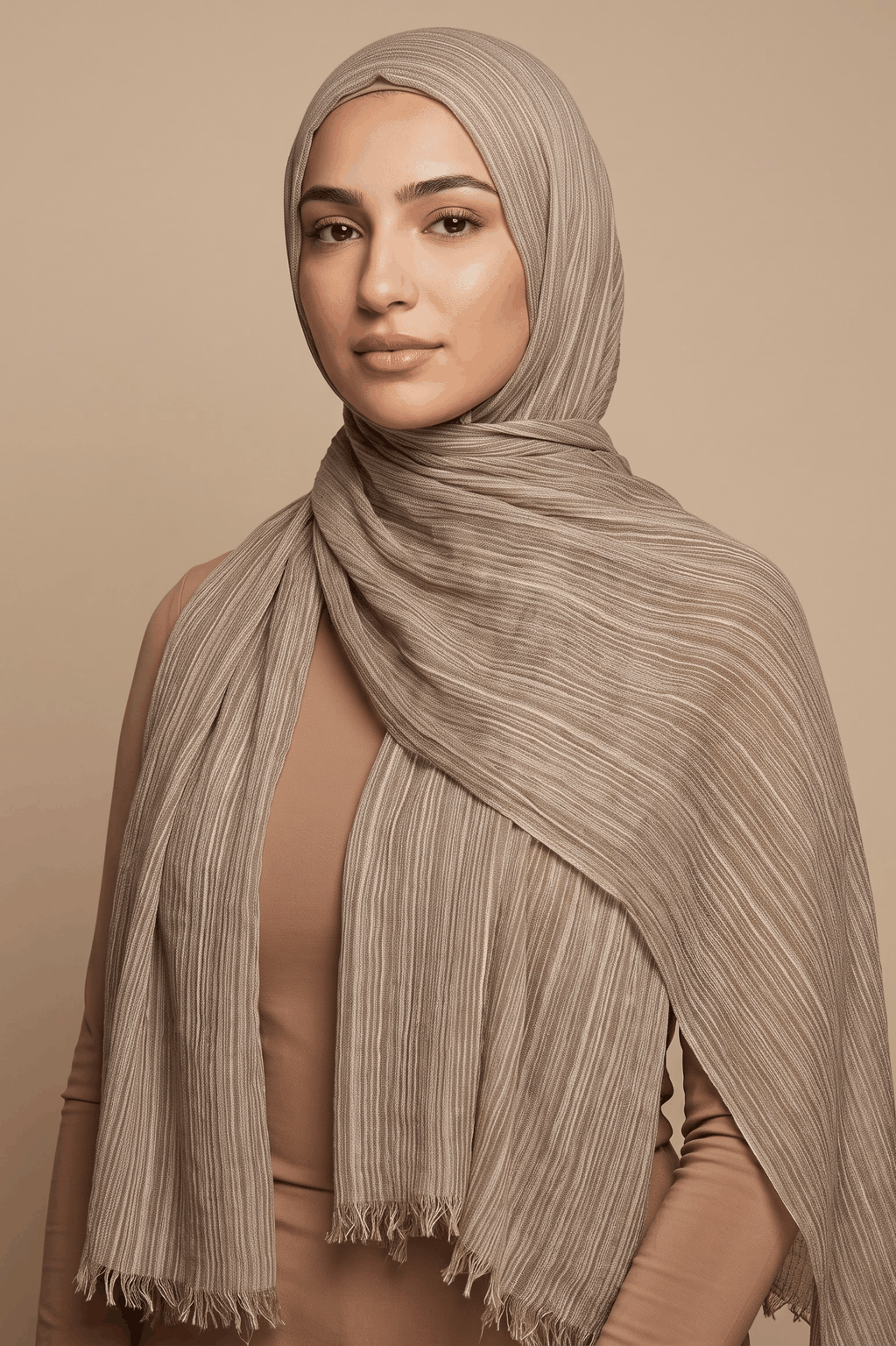 Sandstone Grain Textured Lines Edition Thai Modal hijab by Al Emira