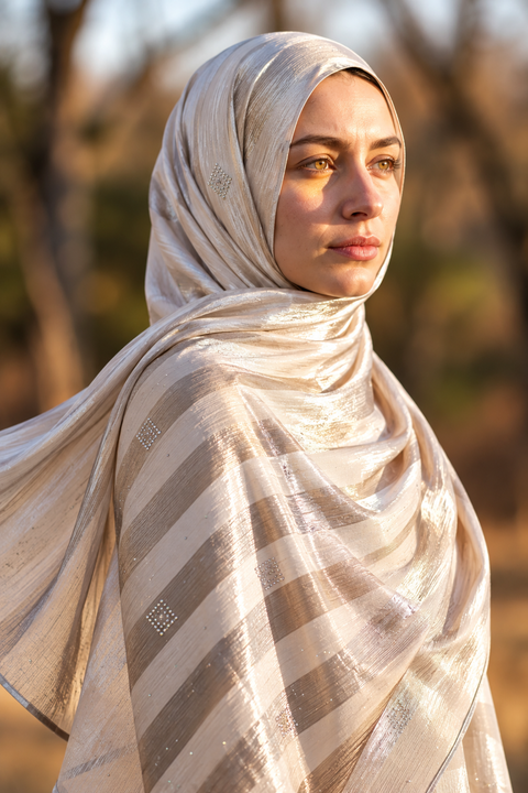 White chiffon hijab with diamanté stones by Al Emira