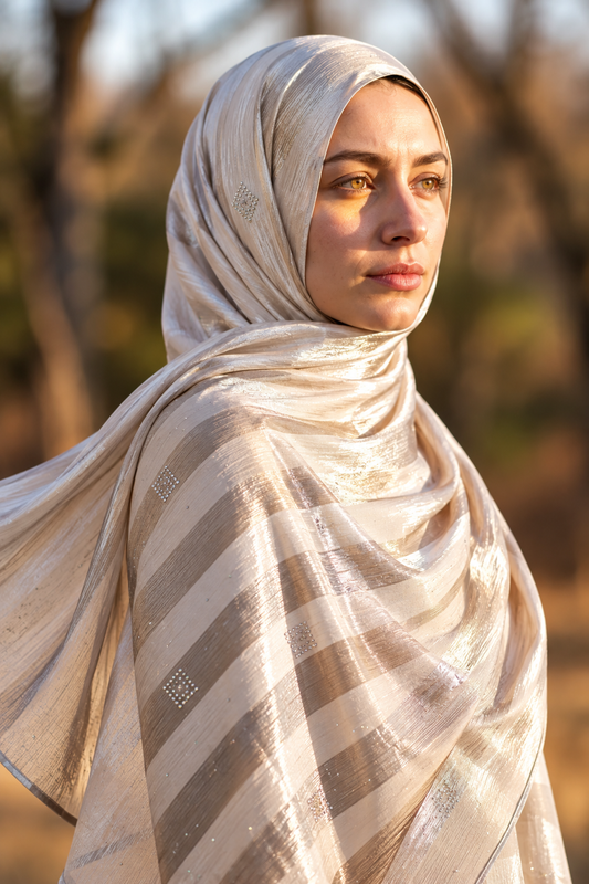 White chiffon hijab with diamanté stones by Al Emira