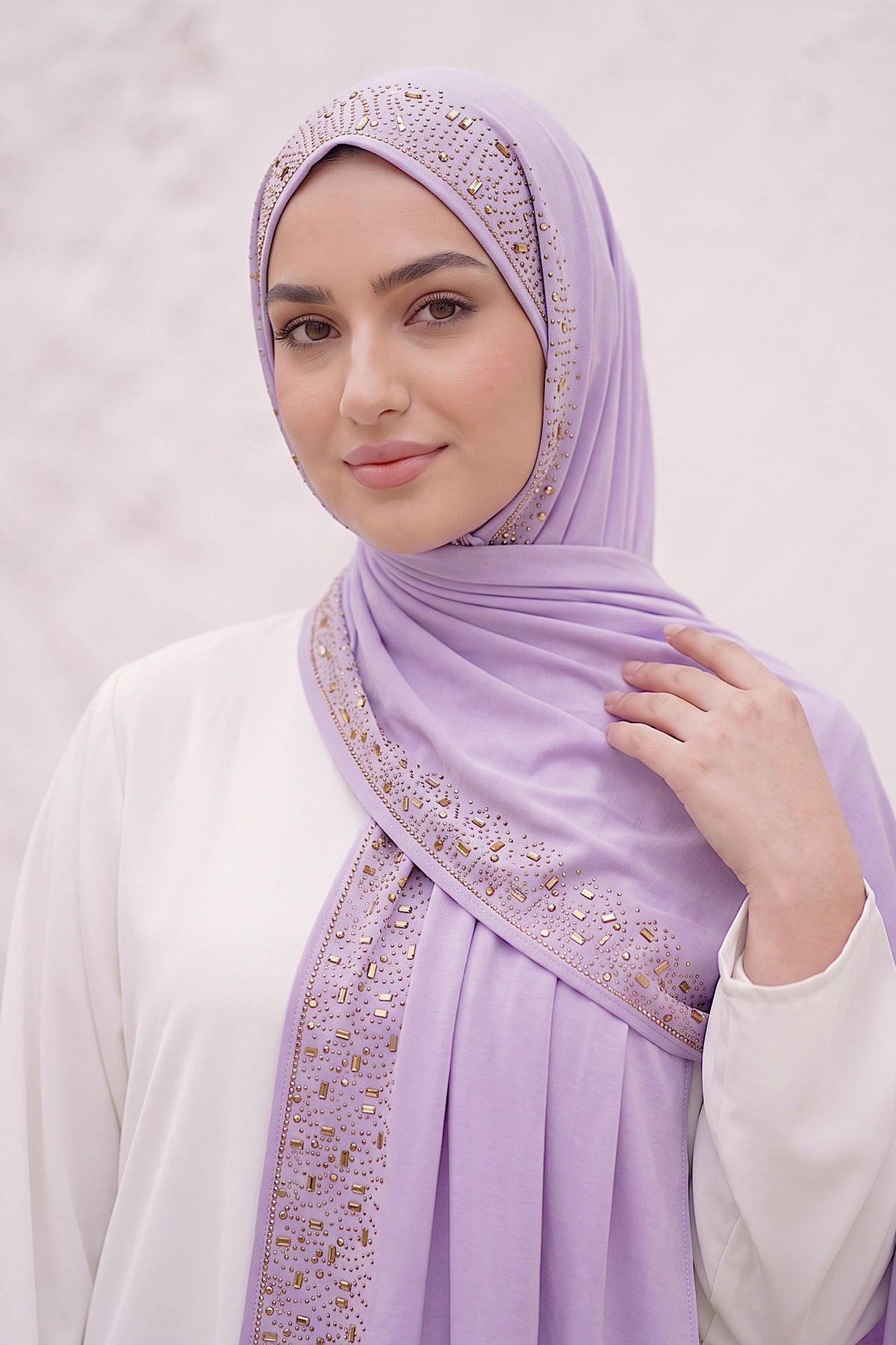 Lilac Cascade jersey hijab, 180 x 85cm