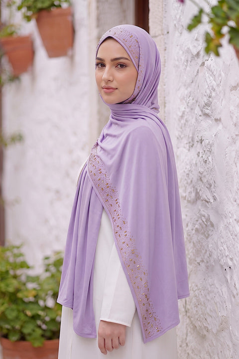 Lilac Cascade liquid jersey hijab by Al Emira