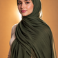 Olive green soft stretch jersey hijab by Al Emira