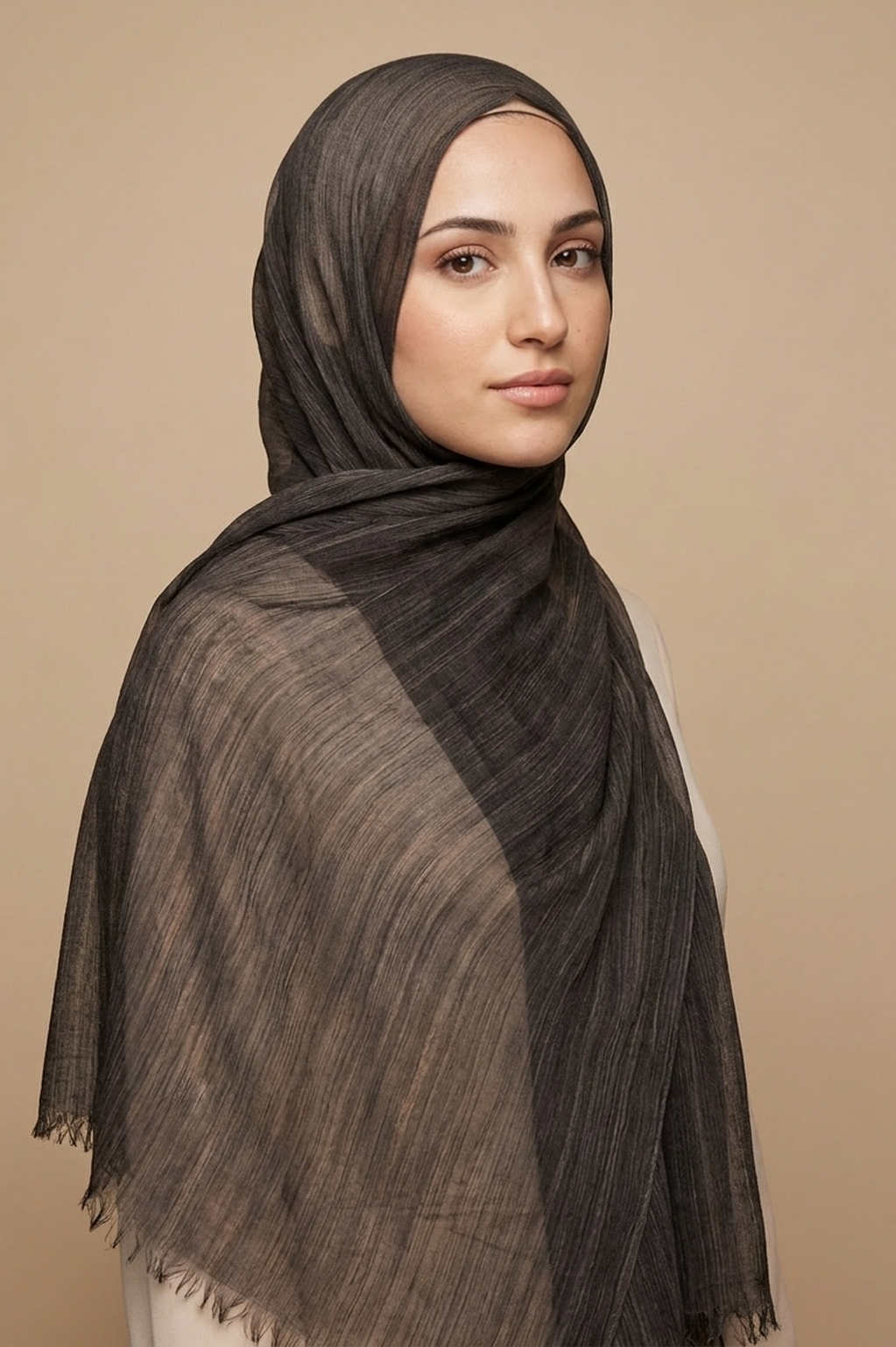 Charcoal Noir Textured Lines Edition Thai Modal hijab by Al Emira