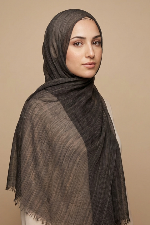 Charcoal Noir Textured Lines Edition Thai Modal hijab by Al Emira