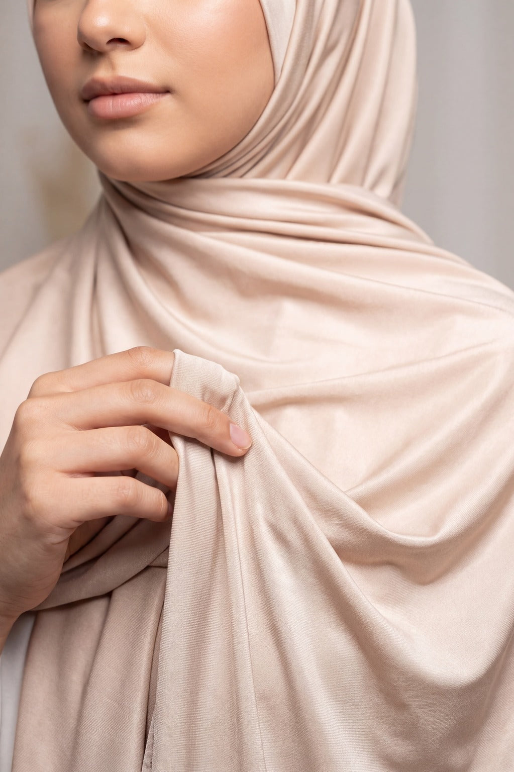 Warm beige plain jersey hijab from the Al Emira Plain Edition range