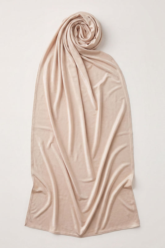 Oatmeal Plain Edition liquid jersey hijab in a jersey, cotton and silk blend