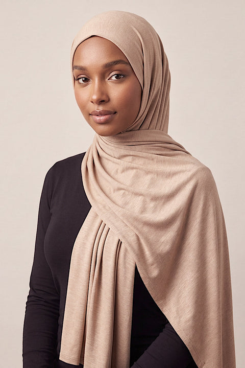 Latte Silora cotton jersey hijab by Al Emira