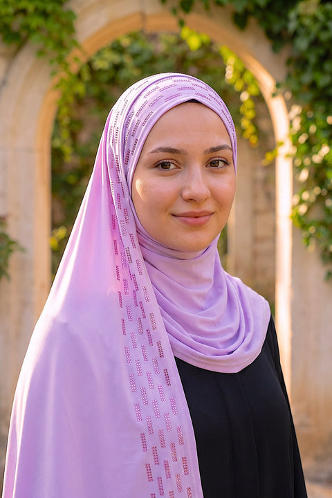 Lilac Rainfall liquid jersey hijab by Al Emira