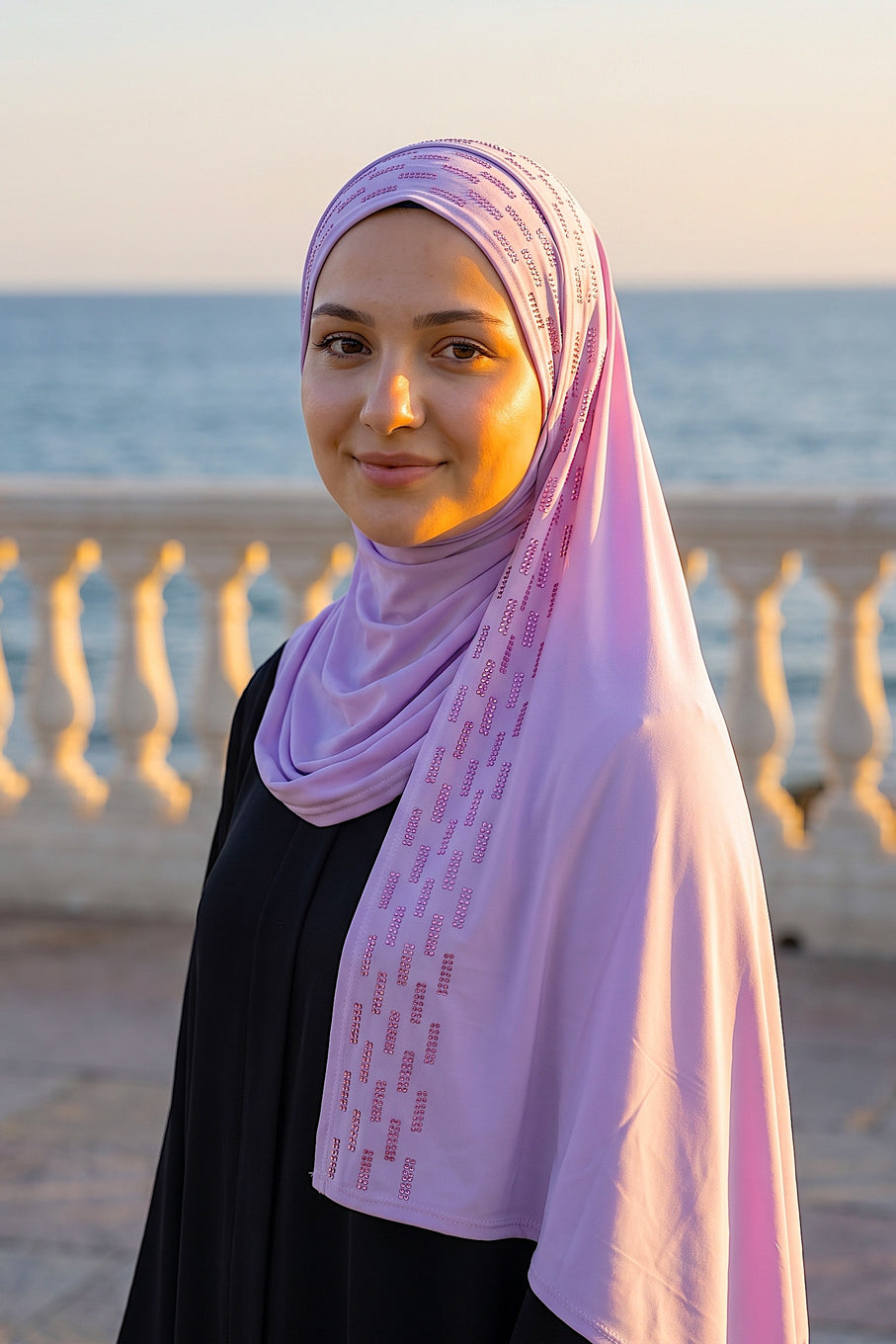 Lilac Rainfall liquid jersey hijab, view 3