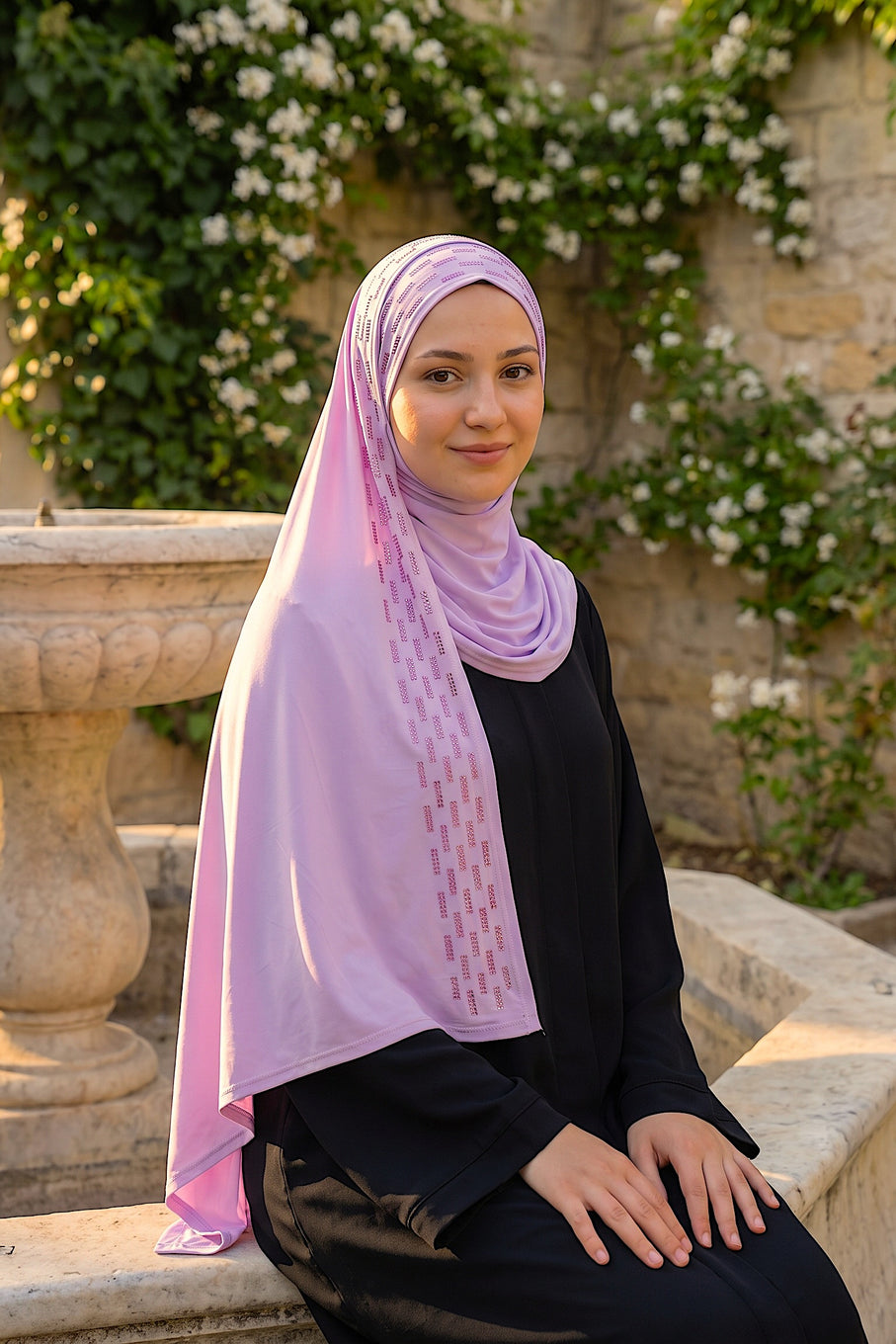 Lilac Rainfall liquid jersey hijab, view 4