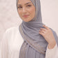 Pewter Cascade hijab in a jersey, cotton and silk blend
