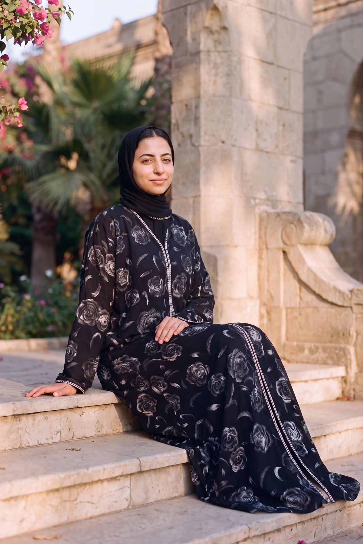 Rosette abaya in Onyx, view 5