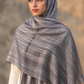 Grey chiffon hijab with tone-on-tone stripes by Al Emira