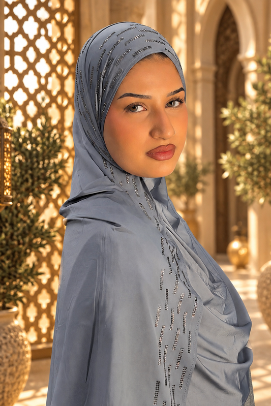 Periwinkle Rainfall liquid jersey hijab by Al Emira