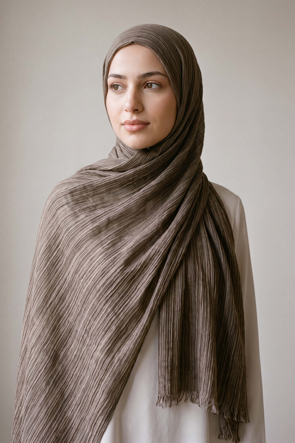 Mocha Grain Textured Lines Edition Thai Modal hijab by Al Emira