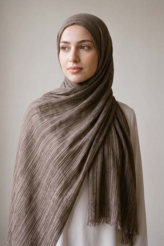 Mocha Grain Textured Lines Edition Thai Modal hijab by Al Emira