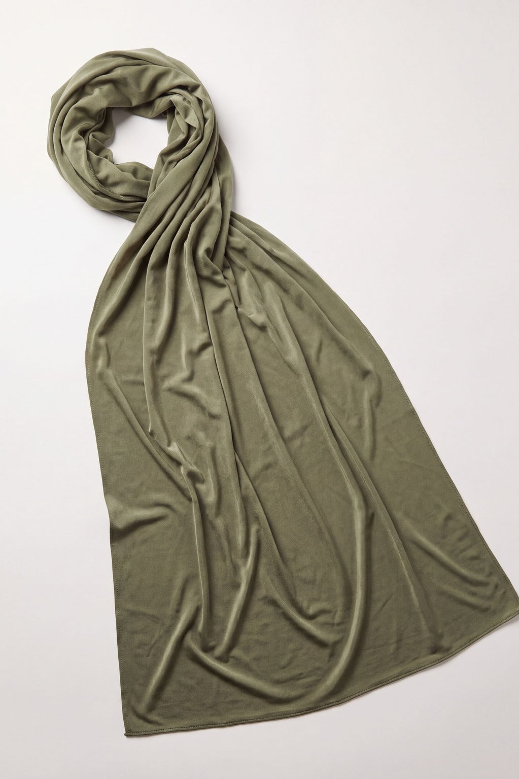 Olive Green Plain Edition liquid jersey hijab in a jersey, cotton and silk blend