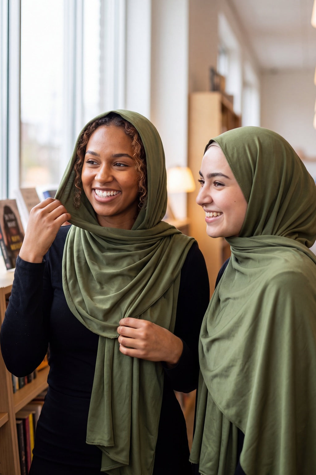 Al Emira Olive Green plain hijab for everyday wear