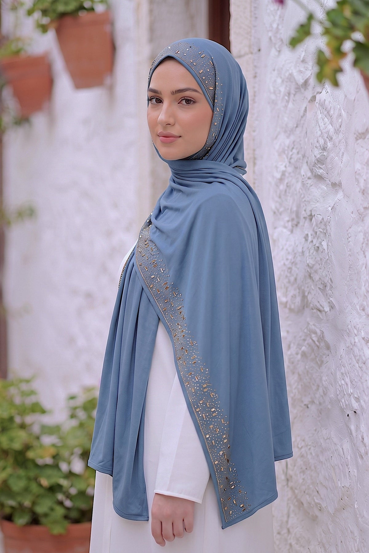 Al Emira Cornflower liquid jersey hijab for everyday wear