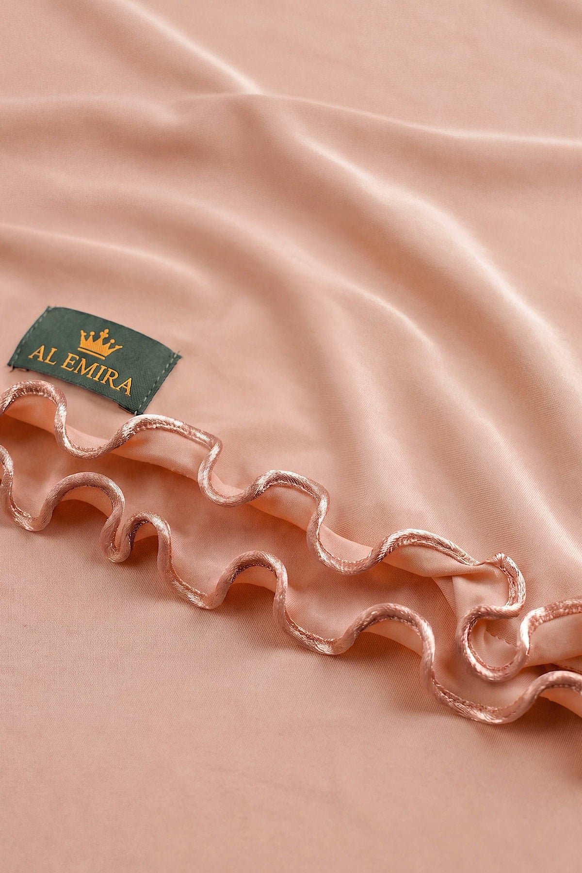 Soft peach Satin Ripple jersey hijab, 180 x 80cm