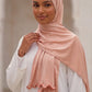 Al Emira Peach Satin Ripple hijab in a jersey, polyester and nylon blend