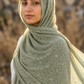 Sage green leopard print chiffon hijab by Al Emira