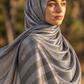 Grey chiffon hijab with diamanté stones by Al Emira