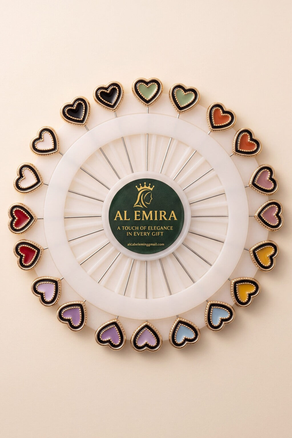Heart shape cameo hijab pins, alternate view