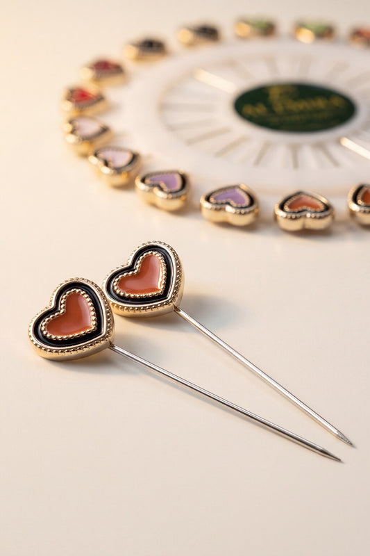Al Emira heart shape cameo hijab pins, set of 20