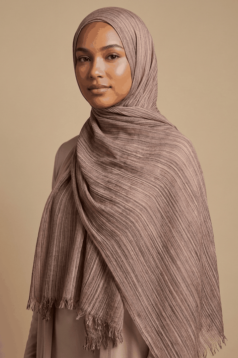 Rosewood Grain Textured Lines Edition Thai Modal hijab by Al Emira