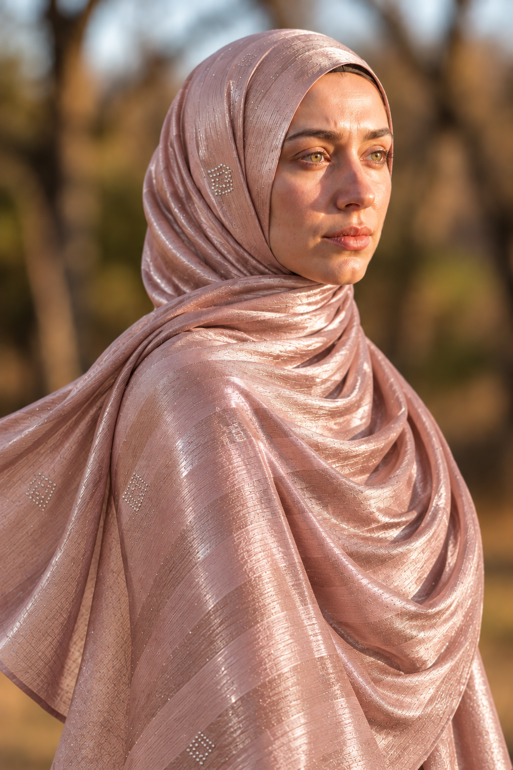 Light pink chiffon hijab with diamanté stones by Al Emira