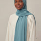 Teal Satin Ripple liquid jersey hijab by Al Emira