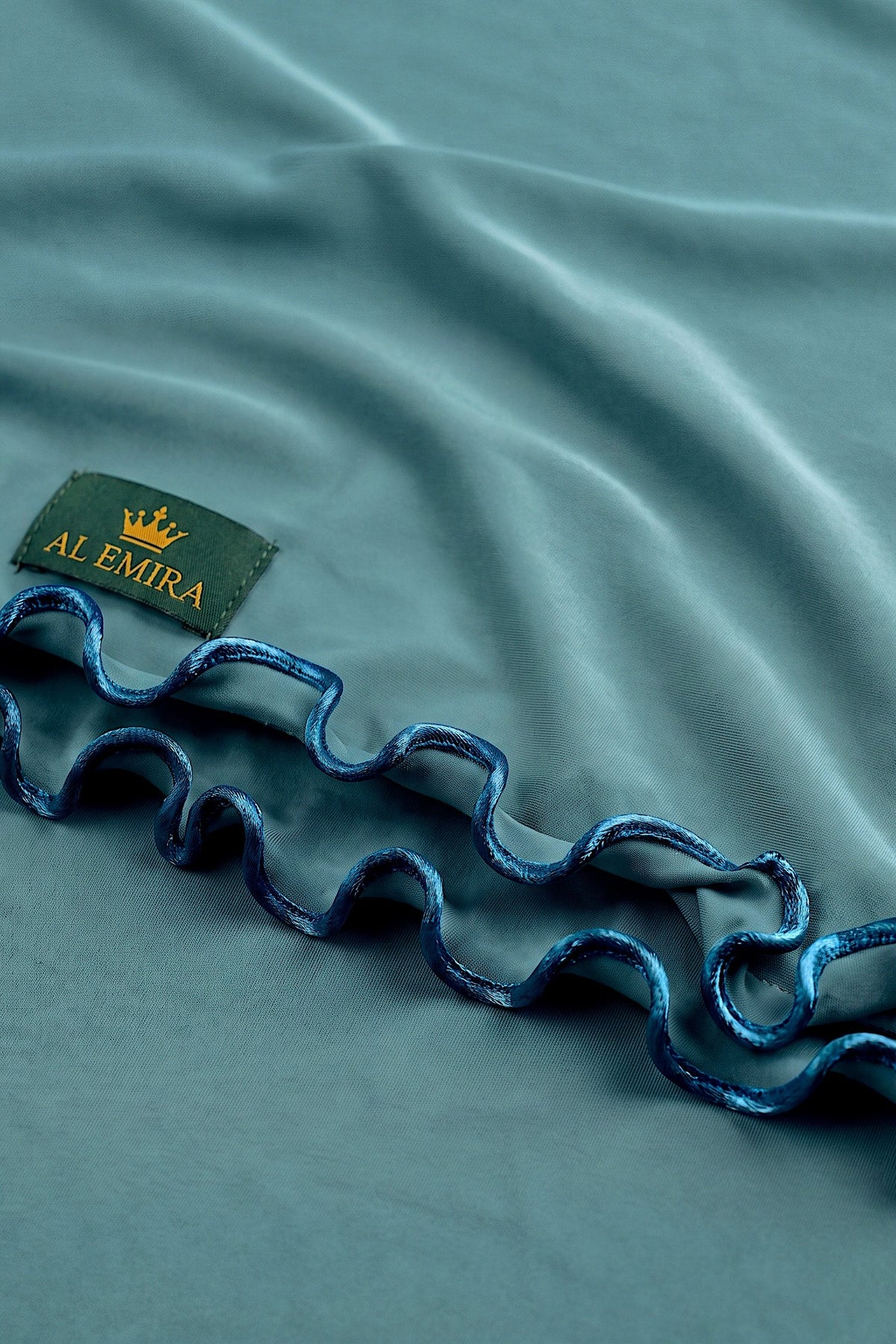 Deep blue-green Satin Ripple jersey hijab, 180 x 80cm