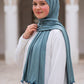 Al Emira Teal Satin Ripple hijab in a jersey, polyester and nylon blend
