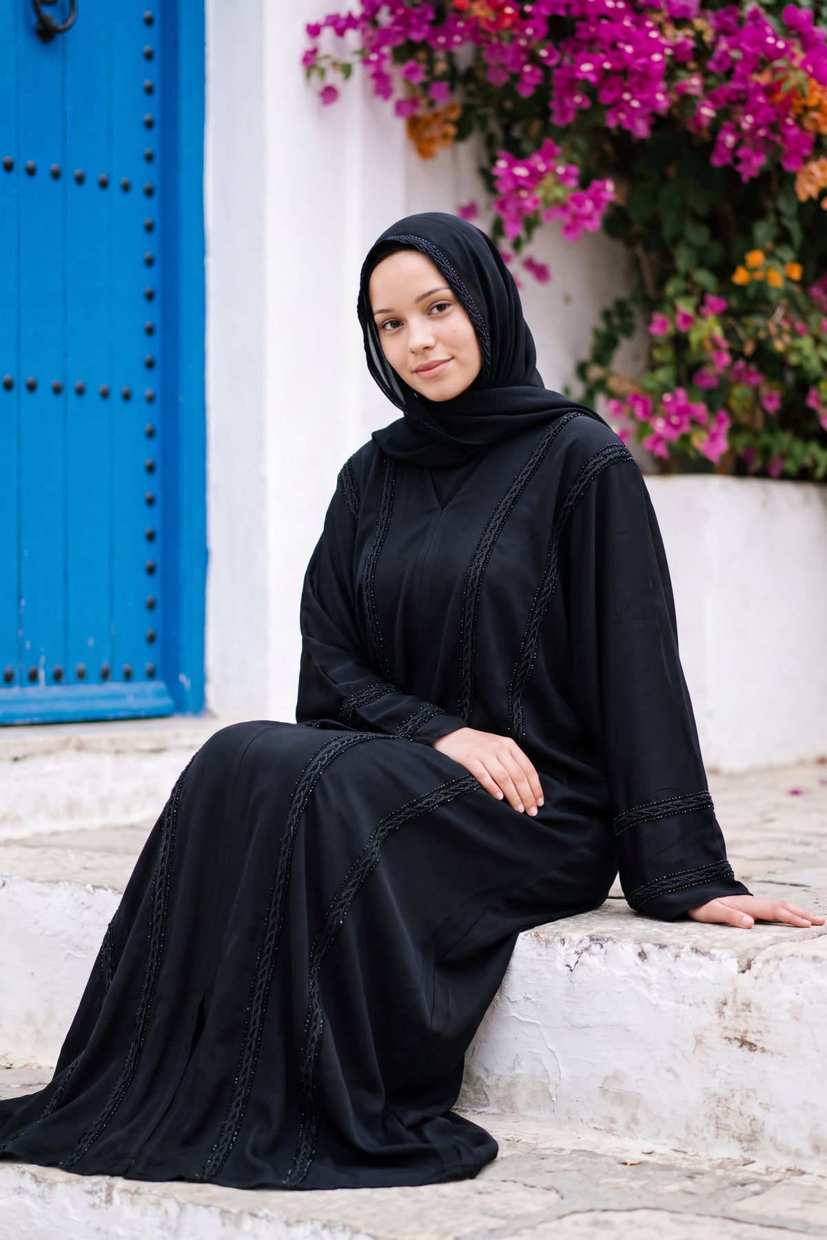 Tresse abaya in Noir wholesale set, view 4