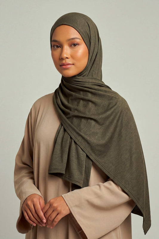 Umber Silora cotton jersey hijab by Al Emira