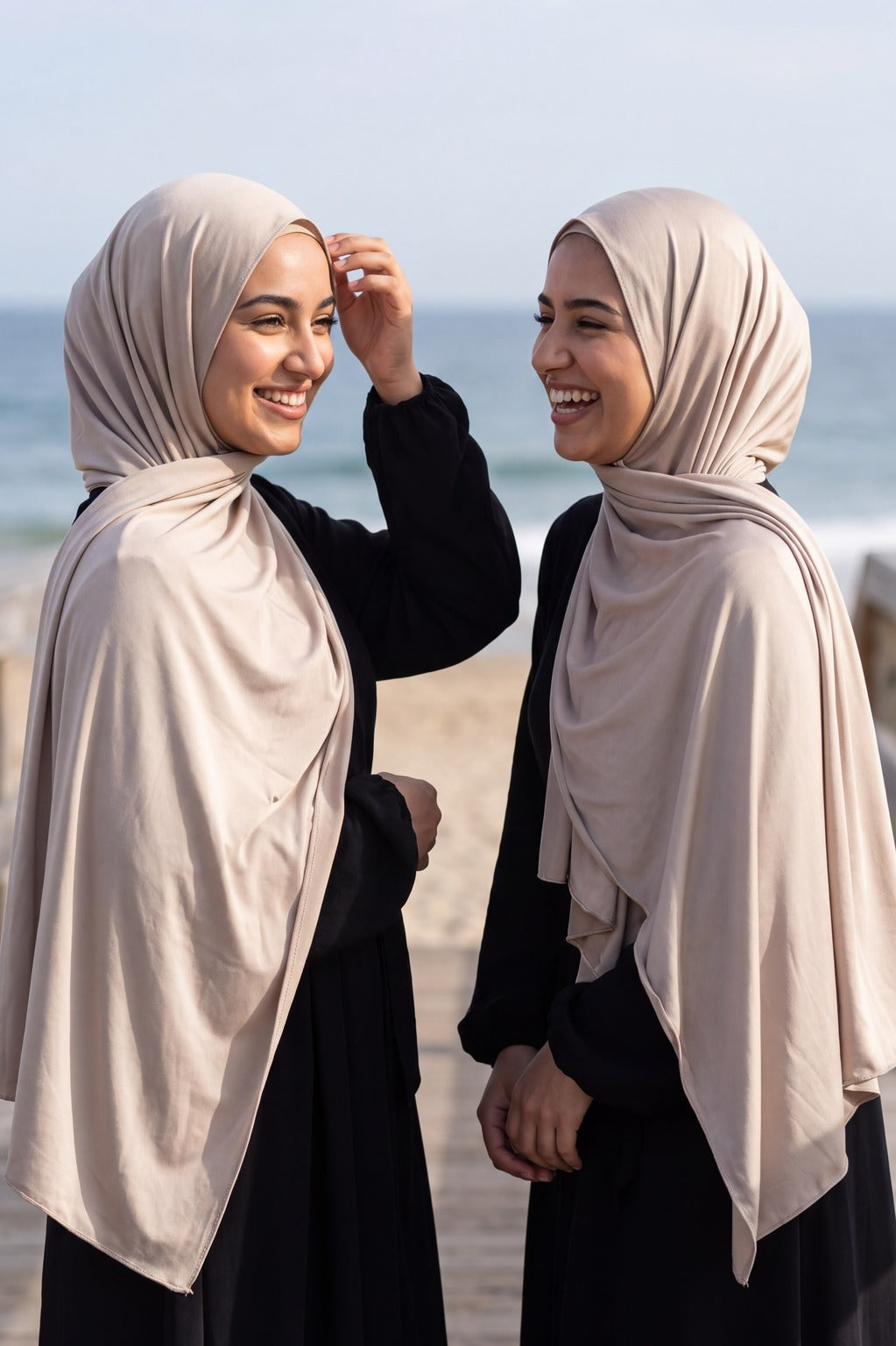 Al Emira Beige Sandstone plain hijab for everyday wear