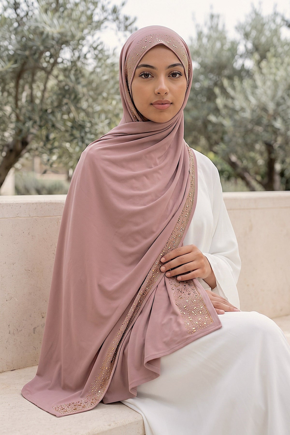 Blush Cascade jersey hijab, 180 x 85cm