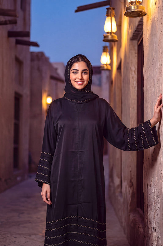 Chevron abaya in Gold, view 3