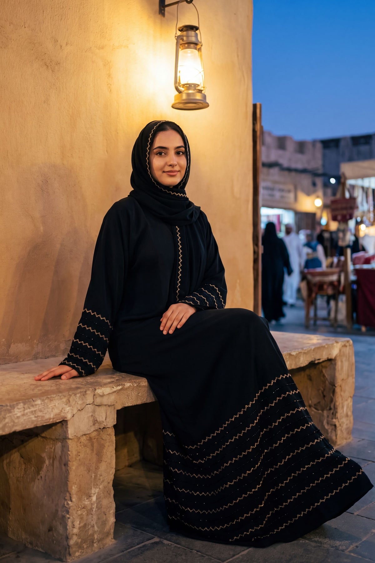 Chevron abaya in Gold, view 5