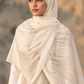 Off white chiffon hijab with tone-on-tone stripes by Al Emira