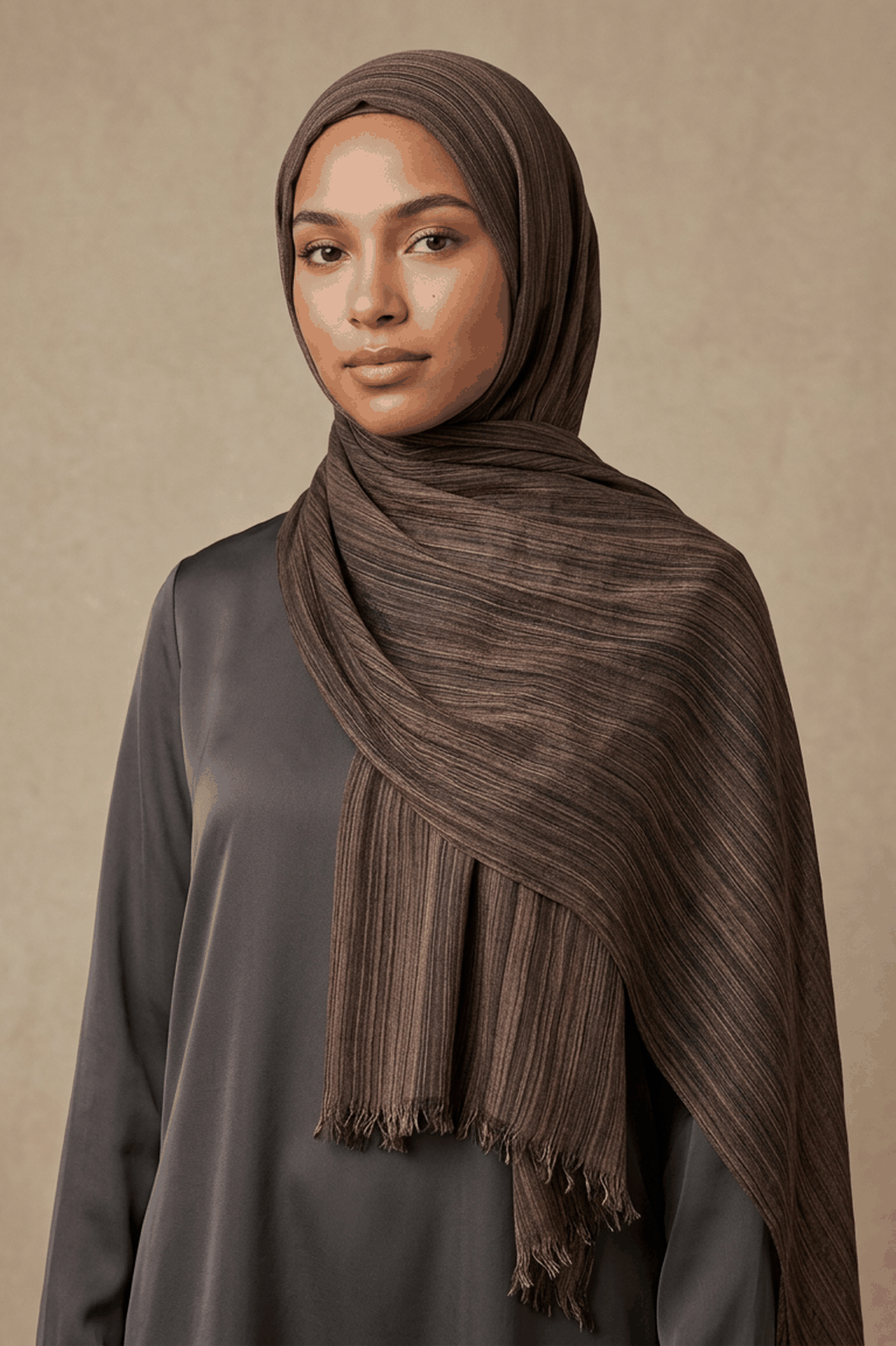 Espresso Grain Textured Lines Edition Thai Modal hijab by Al Emira
